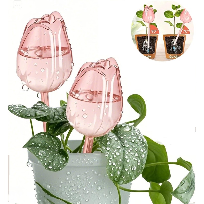 Plant Watering Globe - Boules d'arrosage pour plantes tulipes roses,