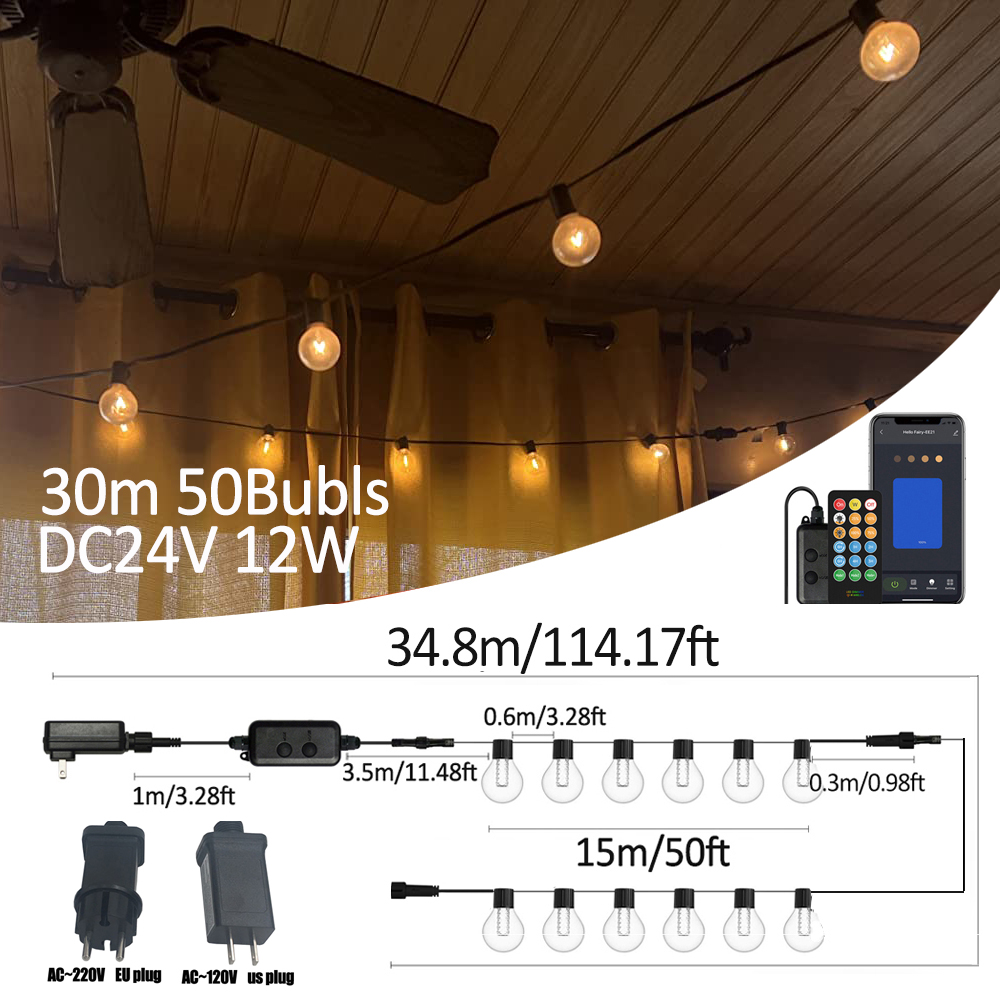 Smart Garden Outdoor - Guirlande lumineuse LED intelligente G40 pour