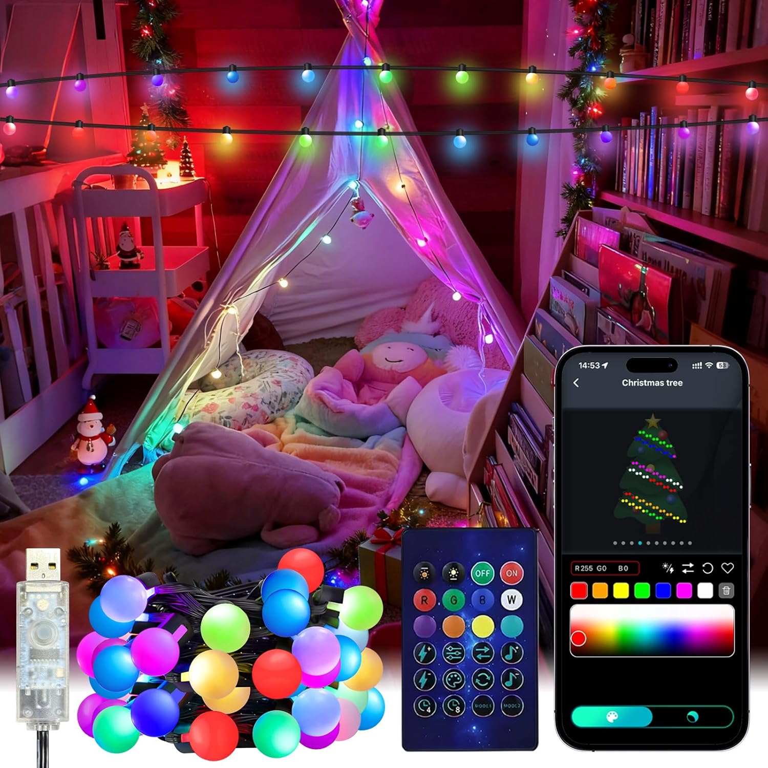 Smart Garden Outdoor - Guirlande lumineuse Globe intelligente 5/10M RGB,